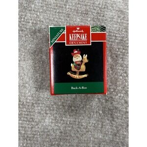 Hallmark Keepsake Miniature Ornament Buck-A-Roo Santa 1992‎ w Box